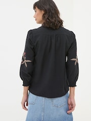 FatFace Black Kate Embroidered Shirt - Image 2 of 6