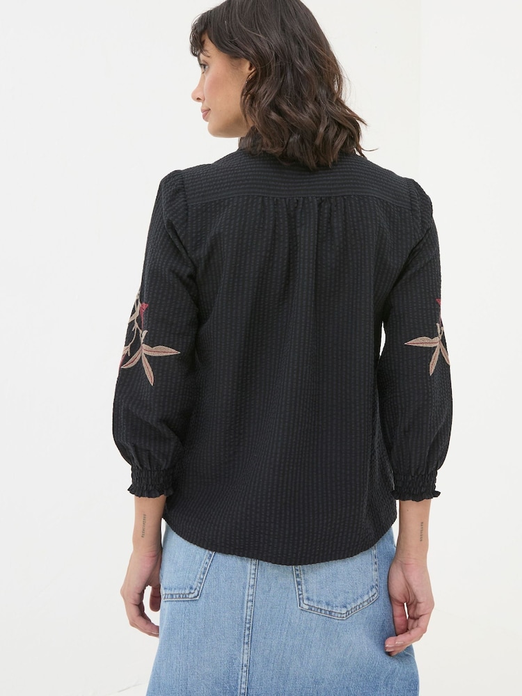 FatFace Black Kate Embroidered Shirt - Image 2 of 6