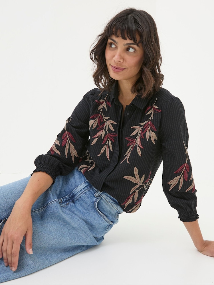 FatFace Black Kate Embroidered Shirt - Image 4 of 6