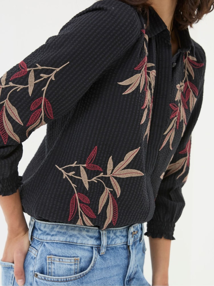 FatFace Black Kate Embroidered Shirt - Image 5 of 6