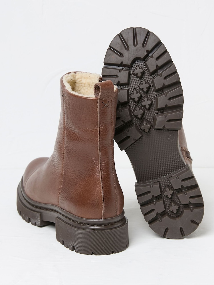 FatFace Winslie Chocolate Brown Chunky Boots - Image 2 of 3