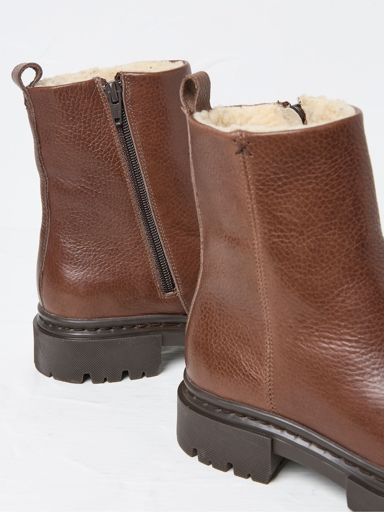 FatFace Winslie Chocolate Brown Chunky Boots - Image 3 of 3