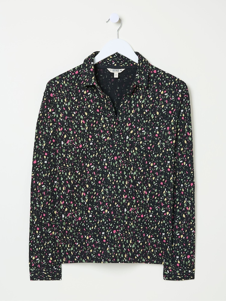 FatFace Paige Black Ditsy Jersey Shirt - Image 1 of 1