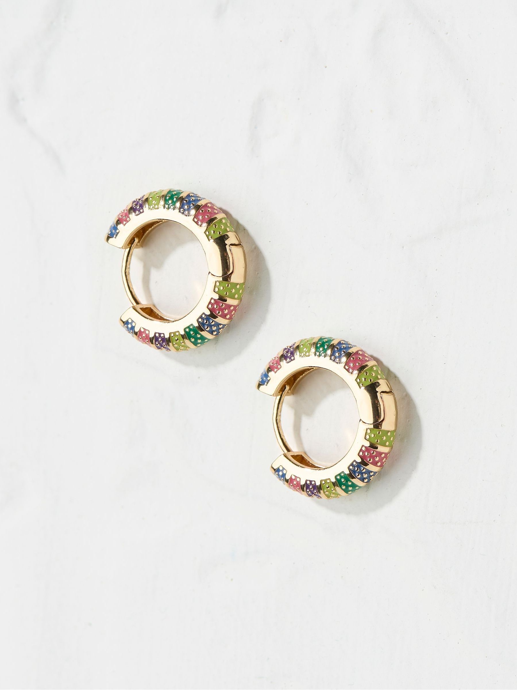 Fat Face Gold Fatface Enamel Hoop Earrings