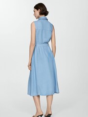 Mango Blue Lyocell Shirt Dress With Bow - Image 2 of 6