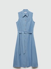 Mango Blue Lyocell Shirt Dress With Bow - Image 5 of 6