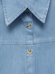 Mango Blue Lyocell Shirt Dress With Bow - Image 6 of 6