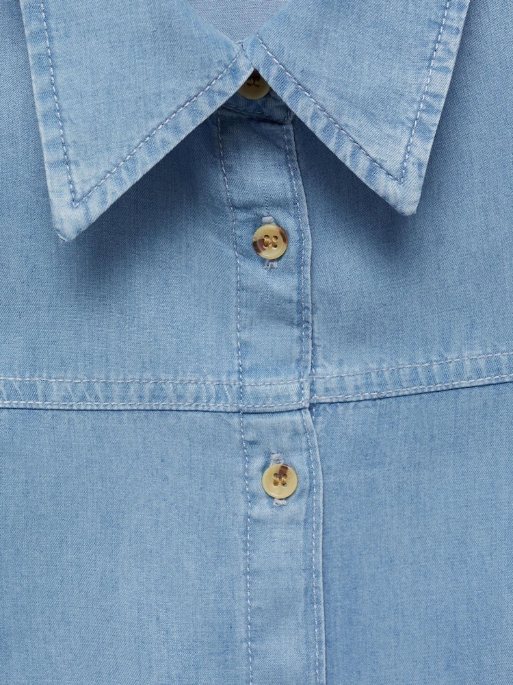 Mango Blue Lyocell Shirt Dress With Bow - Image 6 of 6