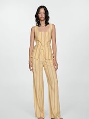 Mango Yellow Striped Square Neck Waistcoat - Image 1 of 6