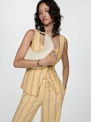 Mango Yellow Striped Square Neck Waistcoat - Image 2 of 6