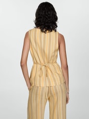 Mango Yellow Striped Square Neck Waistcoat - Image 3 of 6