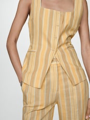 Mango Yellow Striped Square Neck Waistcoat - Image 4 of 6
