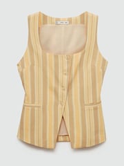 Mango Yellow Striped Square Neck Waistcoat - Image 6 of 6