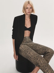 Mango Brown 100% Cotton Leopard Print Straight Jeans - Image 2 of 7