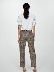 Mango Brown 100% Cotton Leopard Print Straight Jeans - Image 4 of 7