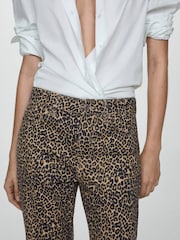 Mango Brown 100% Cotton Leopard Print Straight Jeans - Image 5 of 7