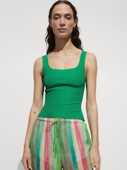 Mango Green Ribbed Knit Top - Image 1 of 7