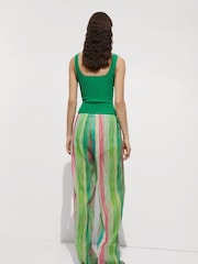Mango Green Ribbed Knit Top - Image 3 of 7