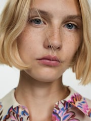 Mango Cream Flowy Floral Print Shirt - Image 3 of 8