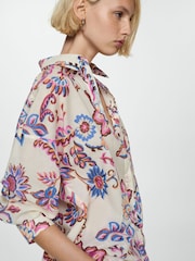 Mango Cream Flowy Floral Print Shirt - Image 5 of 8