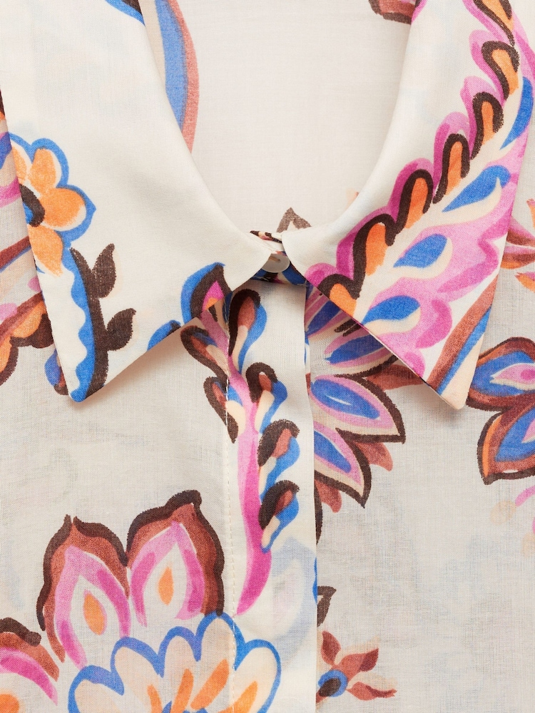 Mango Cream Flowy Floral Print Shirt - Image 8 of 8
