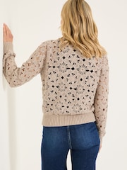 FatFace Dark Natural Cara Crochet Knitted Cardigan - Image 2 of 8