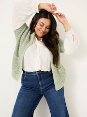 FatFace Erika Green Knitted Kimono Cardigan - Image 1 of 10