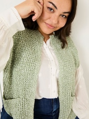FatFace Erika Green Knitted Kimono Cardigan - Image 4 of 10