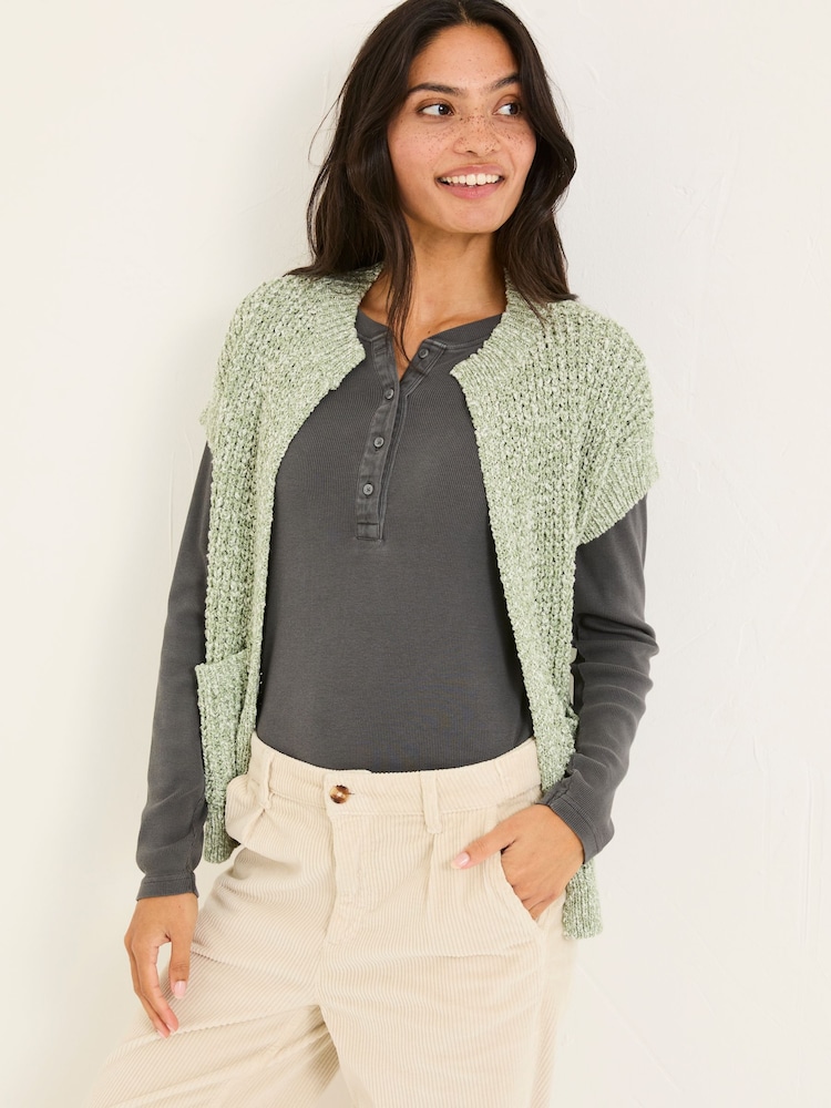 FatFace Erika Green Knitted Kimono Cardigan - Image 5 of 10