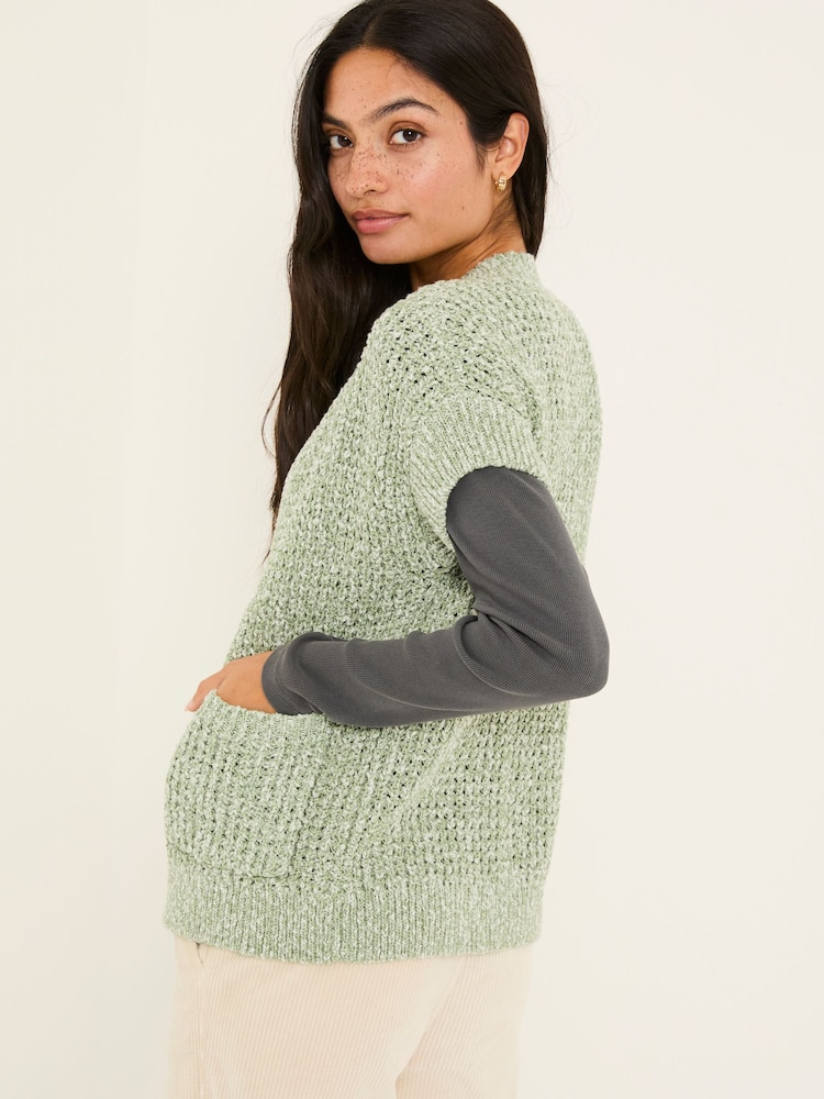 FatFace Erika Green Knitted Kimono Cardigan - Image 6 of 10