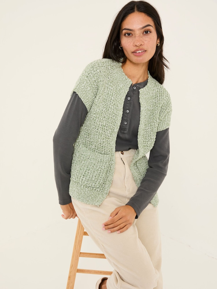 FatFace Erika Green Knitted Kimono Cardigan - Image 8 of 10