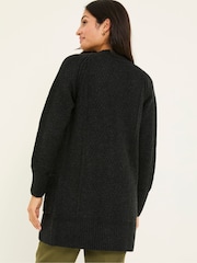 FatFace Black Hannah Textured Knitted Cardigan - Image 2 of 5