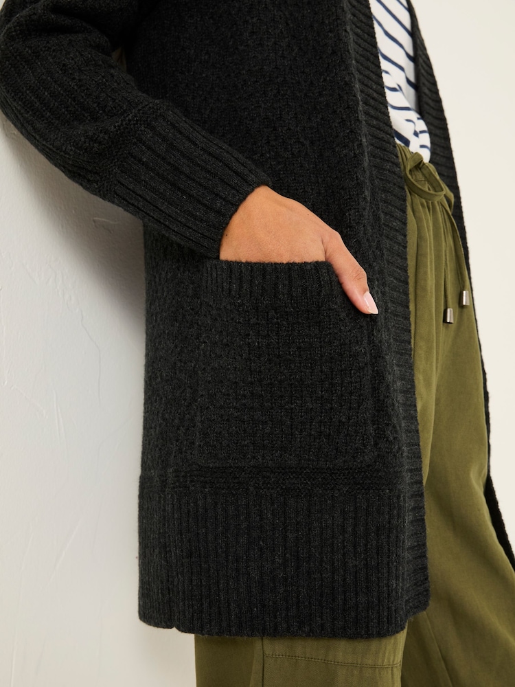 FatFace Black Hannah Textured Knitted Cardigan - Image 4 of 5