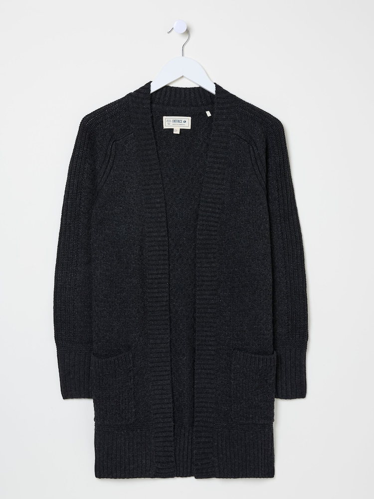 FatFace Black Hannah Textured Knitted Cardigan - Image 5 of 5