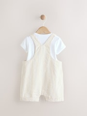 Neutral Stripe Baby Woven Dungaree and Bodysuit Set (0mths-2yrs) - Image 3 of 9