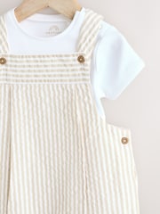 Neutral Stripe Baby Woven Dungaree and Bodysuit Set (0mths-2yrs) - Image 4 of 9