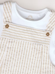 Neutral Stripe Baby Woven Dungaree and Bodysuit Set (0mths-2yrs) - Image 5 of 9
