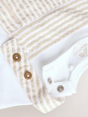 Neutral Stripe Baby Woven Dungaree and Bodysuit Set (0mths-2yrs) - Image 6 of 9
