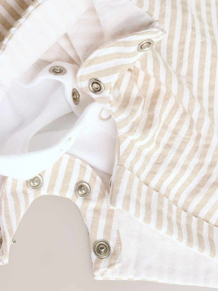 Neutral Stripe Baby Woven Dungaree and Bodysuit Set (0mths-2yrs) - Image 8 of 9