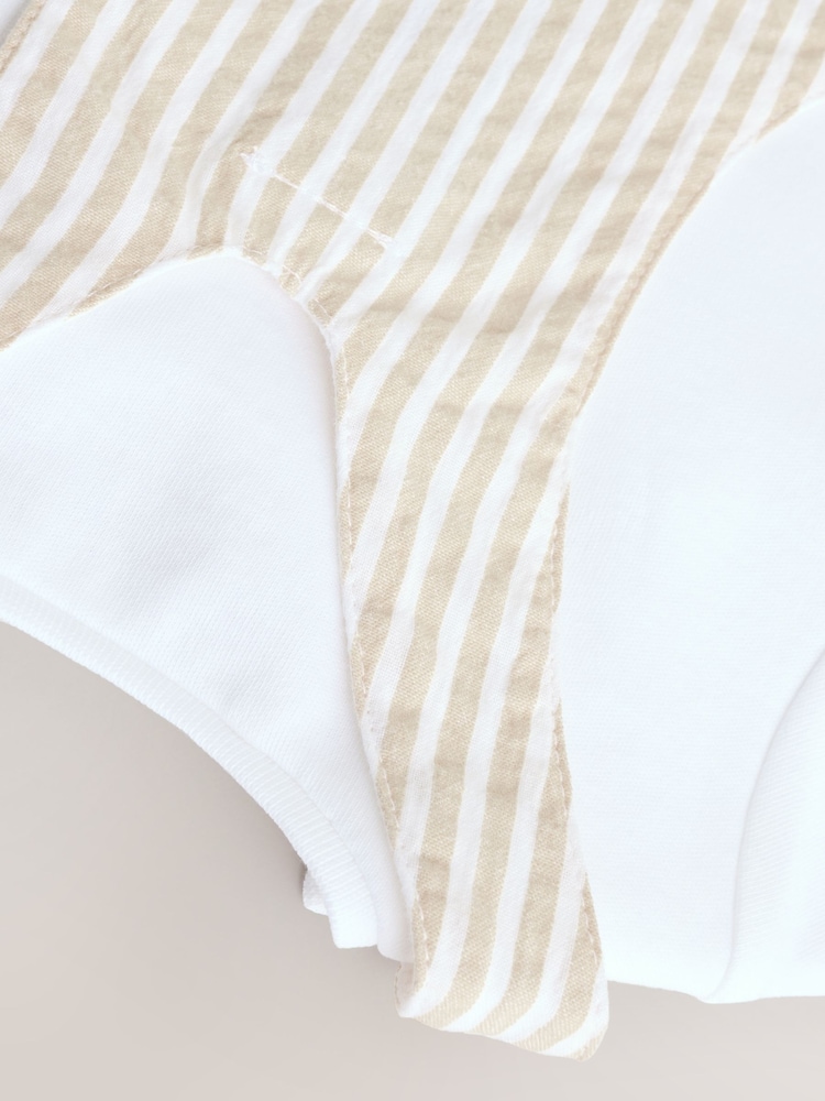 Neutral Stripe Baby Woven Dungaree and Bodysuit Set (0mths-2yrs) - Image 9 of 9