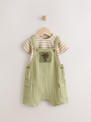 Green Palm Baby Woven Dungaree and Bodysuit Set (0mths-2yrs) - Image 1 of 9