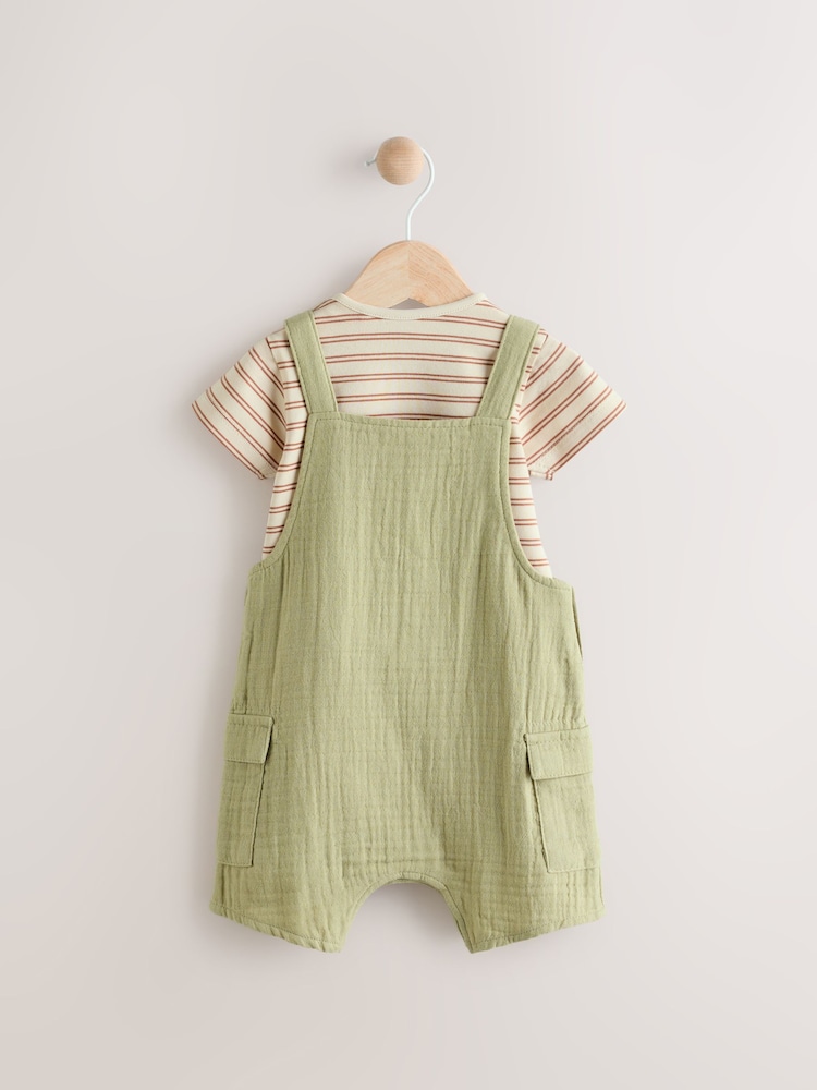 Green Palm Baby Woven Dungaree and Bodysuit Set (0mths-2yrs) - Image 3 of 9