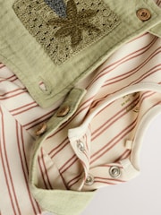 Green Palm Baby Woven Dungaree and Bodysuit Set (0mths-2yrs) - Image 6 of 9