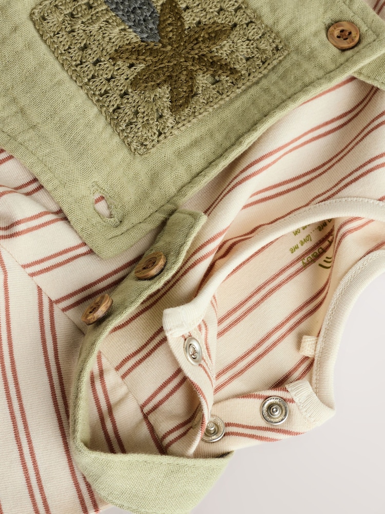 Green Palm Baby Woven Dungaree and Bodysuit Set (0mths-2yrs) - Image 6 of 9