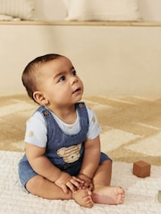 Blue Bear Baby Woven Dungaree and Bodysuit Set (0mths-2yrs) - Image 1 of 4