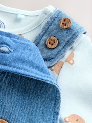 Blue Bear Baby Woven Dungaree and Bodysuit Set (0mths-2yrs) - Image 10 of 12