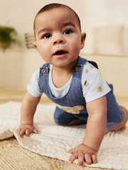 Blue Bear Baby Woven Dungaree and Bodysuit Set (0mths-2yrs) - Image 3 of 4