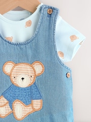 Blue Bear Baby Woven Dungaree and Bodysuit Set (0mths-2yrs) - Image 8 of 12