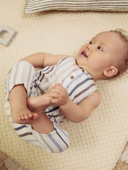 Blue/White Stripe Baby Woven Romper (0mths-2yrs) - Image 2 of 5