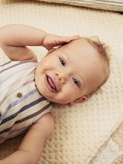 Blue/White Stripe Baby Woven Romper (0mths-2yrs) - Image 4 of 5